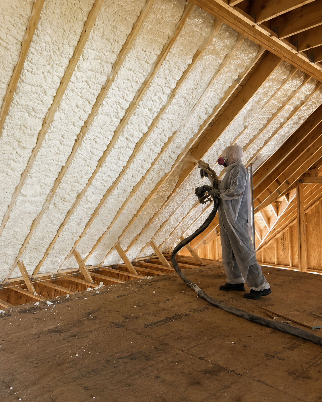 Open Cell Spray Foam Insulation Application